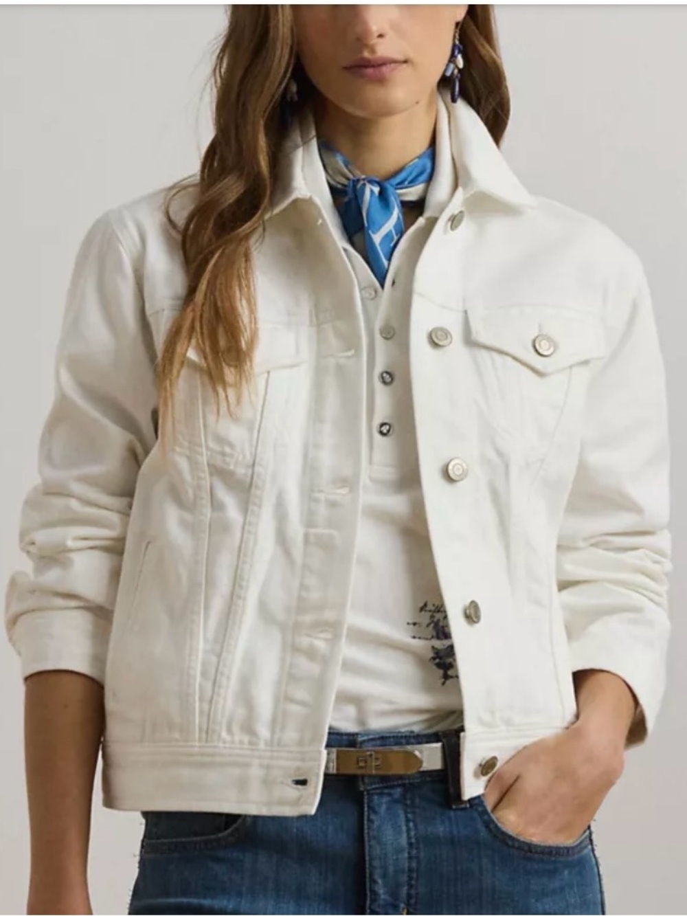 Lauren Ralph Lauren White Women's Denim Jean Jacket